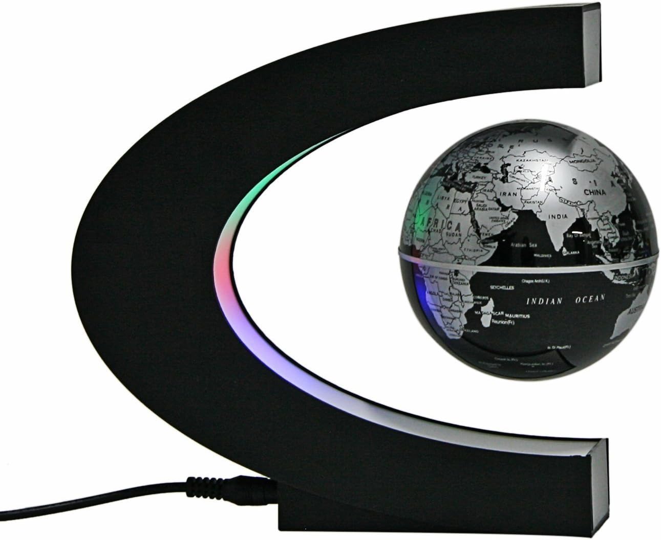 Magnetic Levitation Floating Globe, GASOE 3.3" Floating World Map Globe with LED Light C Shape Frame for Desk Decoration, Education,Business Gift, Advertising Display etc.