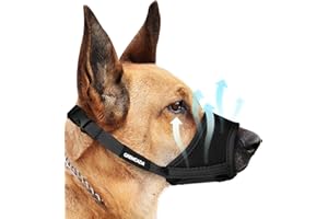 GREMCADA Dog Muzzle for Small Medium Large Dogs - Soft Nylon Breathable Muzzle with Air Mesh, Adjustable Loop, Anti-Dropping Design for Biting, Barking, Chewing, Labrador, German Shepherd, Chihuahua (Black,L)