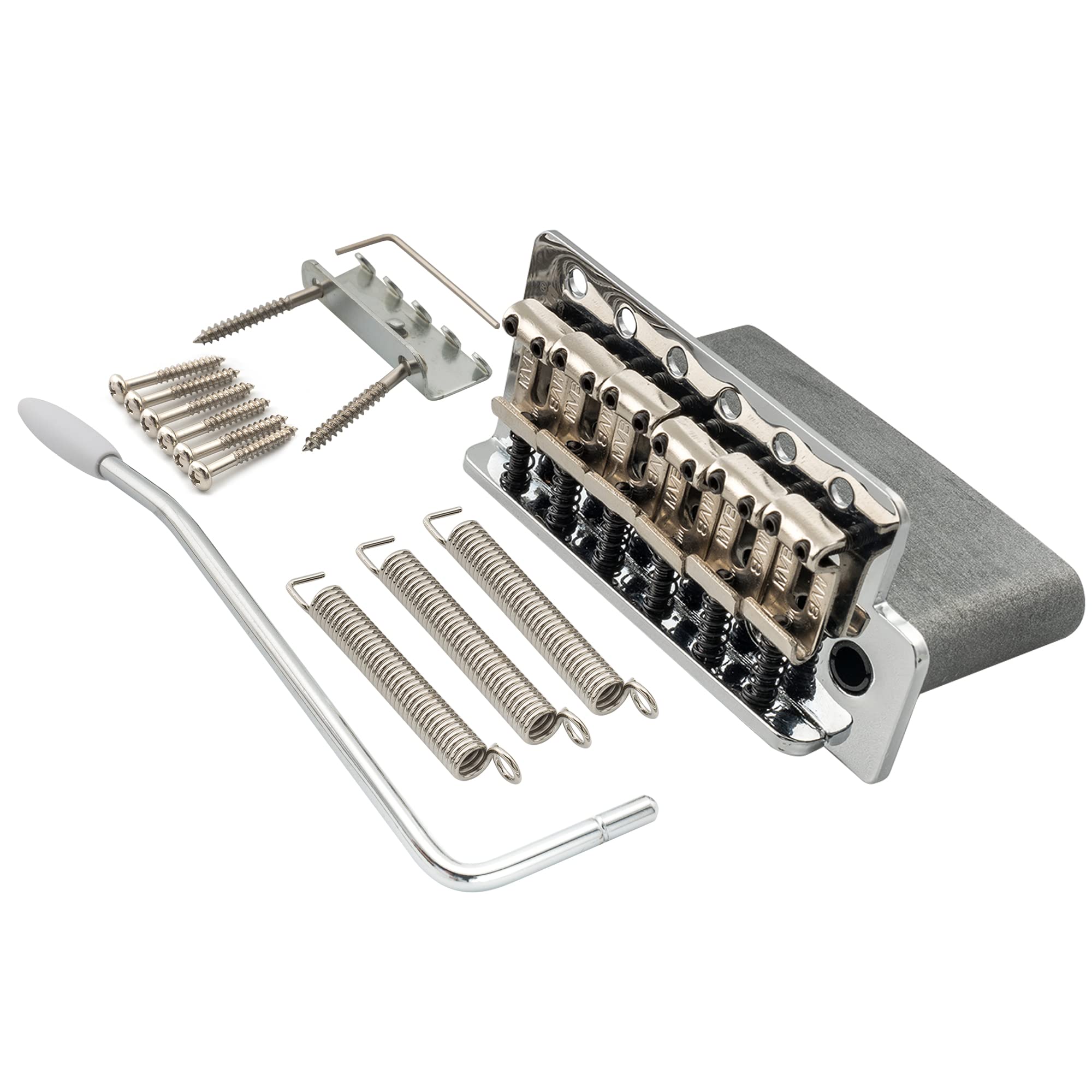 Wilkinson WOV03 54mm(2-1/8 inch) Vintage Tremolo Bridge 6-Screw for Squier/Mexico Fender/MIJ Strat Electric Guitar, Chrome