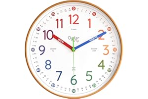 Oyster&Pop Learning Clock for Kids - Telling Time Teaching Clock - Kids Wall Clocks for Bedrooms - Kids Room Wall Decor - Sil