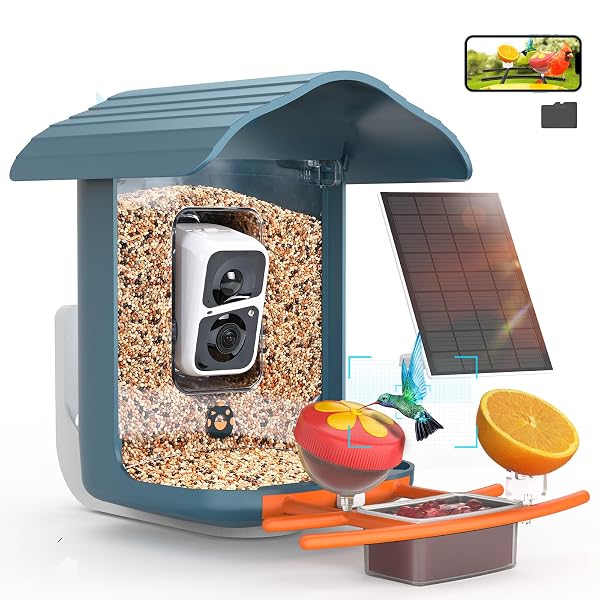 BIRDSNAP® PAV- SMART BIRD FEEDER WITH CAMERA SOLAR POWERED, 64GB CARD & 2K HD RECORD VIDEO BIRD CAMERA LIVE WITH 5 DIY ADD-ONS, AI IDENTIFY AUTO CAPTURE, IDEAL GIFT FOR BIRDS LOVER