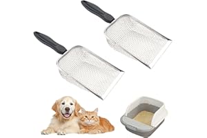 tintoke 2PCS Cat Litter Scoop,3.8mm Metal Litter Scooper,Fine Mesh Sand Shovel,Stainless Steel Mesh Litter Shovel,Stainless S