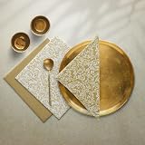 PAW Airlaid Napkins 40x40cm Fabric-Like 50pk Wedding Party Gold Baroque Pattern view 5