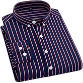 ERZTIAY Men's Casual Business Vertical Striped Button Down Long Sleeve Dress Shirts