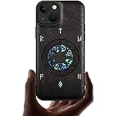 Carveit Designer Wooden Protective Case for iPhone 13 Magnetic Cover [Wood Engraving & Shell Inlay] Wood Phone Case Compatible with iPhone 13 MagSafe 6.1 Inch (Viking-Blackwood)