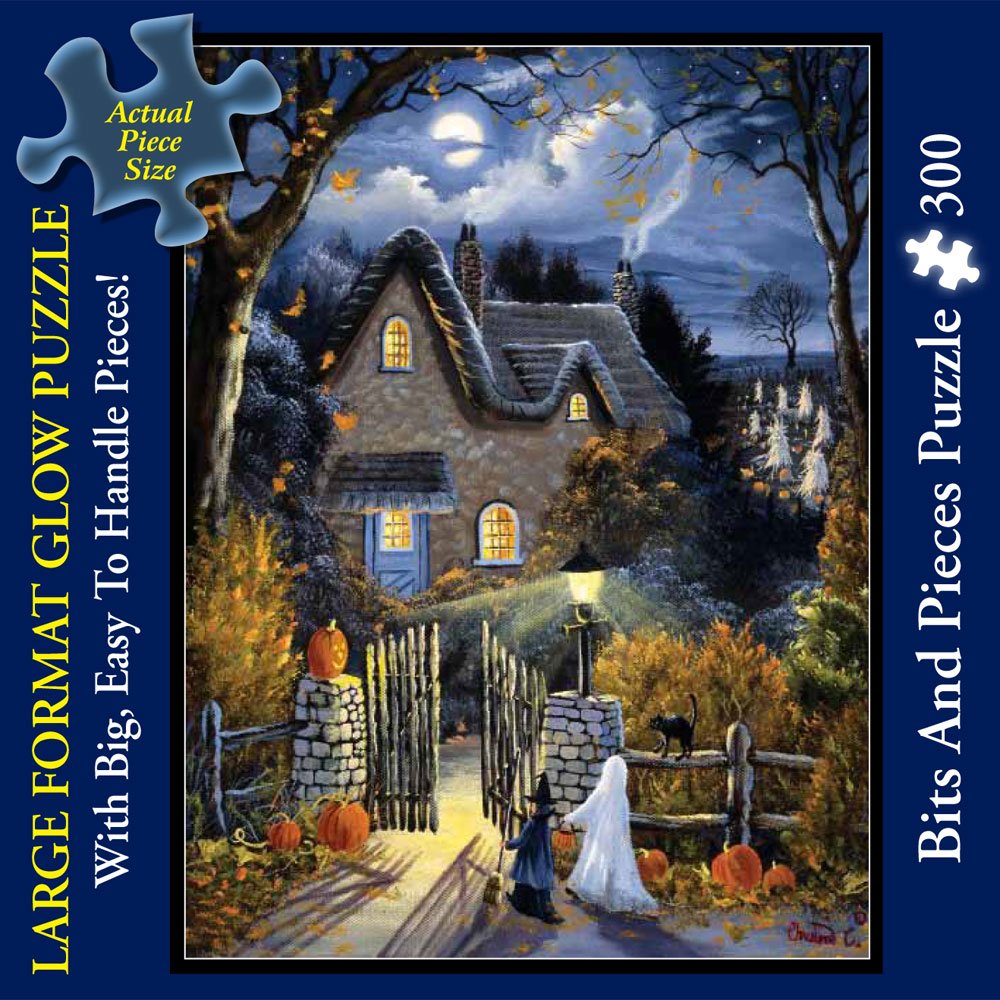 Bits and Pieces - 300 Piece Glow in the Dark Puzzle - Tess's Halloween by Artist Christine Carey - Spooky Trick-Or-Treat - Holiday - 300 pc Jigsaw