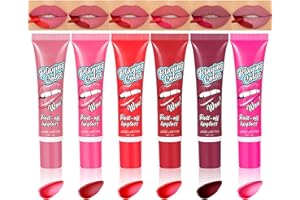 YBUETE 6 Colors Peel Off Lip Stain Lip Tint, Peel Reveal Lip Stain, Waterproof Long-Lasting Tear-off Lip Gloss, Peel Off Tattoo Lipsticks, Nonstick Cup Lip Gloss, Matte Nude Lip stain, Tattoo Magic Color Lip Set for Women Girl