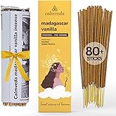 Madagascar Vanilla Incense Sticks Warm - (80 Scent Sticks) Charcoal Free, Made from Upcycled Flowers | Sweet, Cozy-Warm & Earthy Notes | Relaxing Incense & Healing Incense Sticks