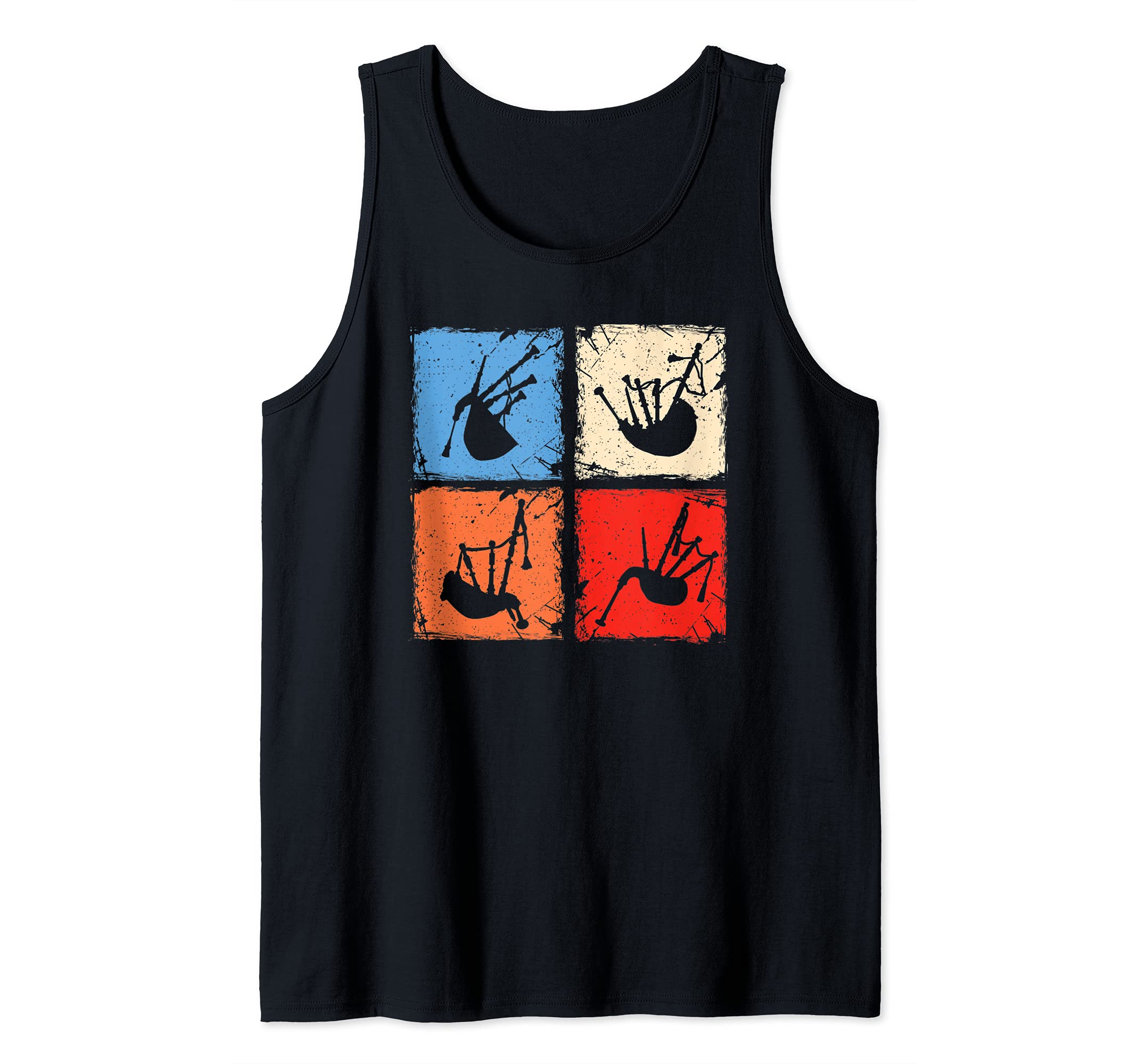 Retro squares bagpiper bagpipe bagpipes player Tank Top