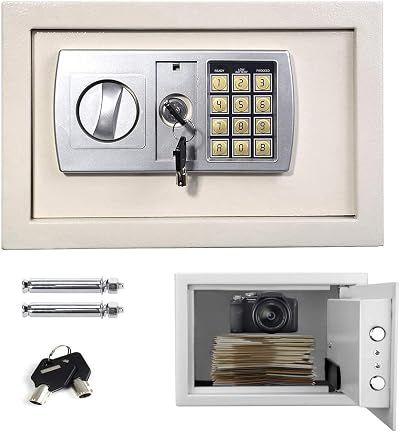DICN 8.5L Fireproof Waterproof Home Safe Double Digital Keypad Override Keys