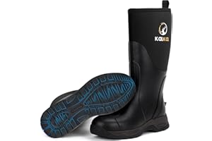 Kalkal Rain Boots Men, Waterproof Rubber Boots for Men, Durable Neoprene Work Boots for Gardening Hunting and Fishing