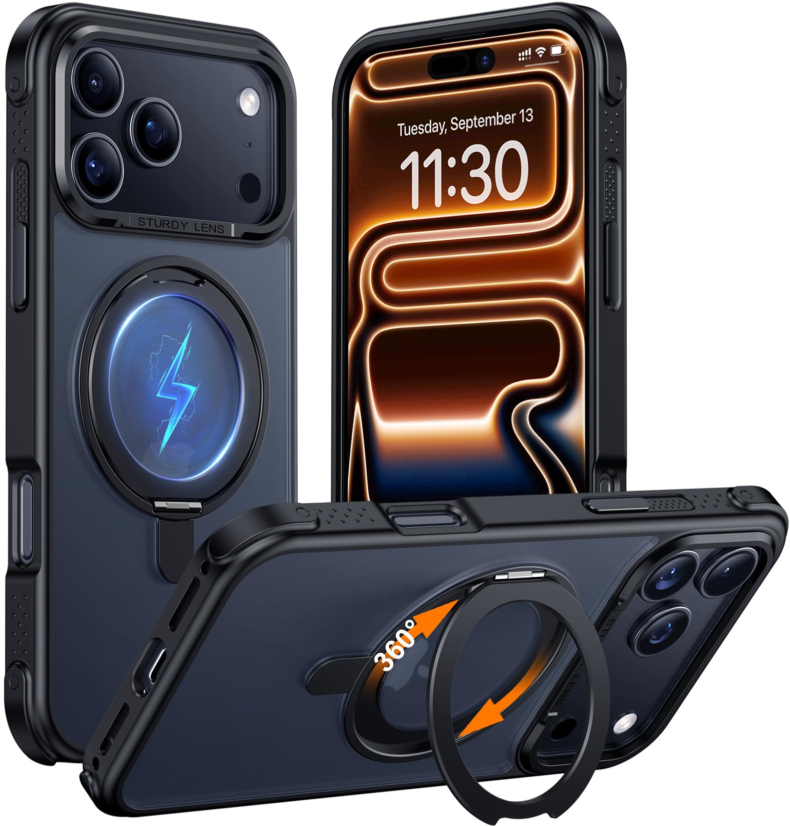 Photo 1 of Temdan Designed for iPhone 17 Pro Max Case,[with 360°Rotatable Invisible Magnetic O-Ring Stand][Military Grade Shockproof][Compatible with MagSafe] Anti-Slip Translucent Matte Phone Case 6.9" 2025