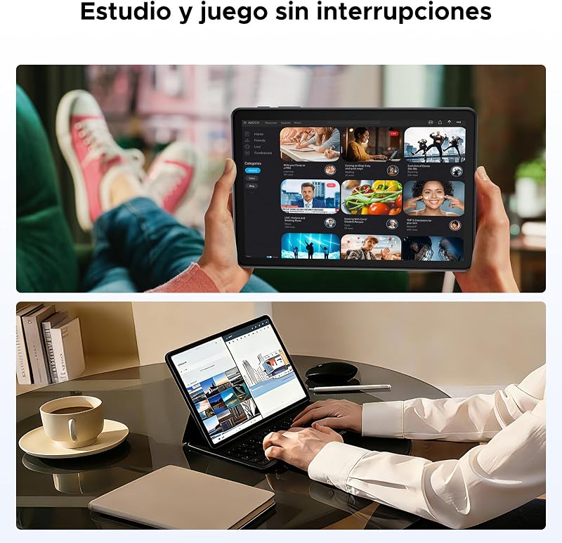 P10 Tablet 10 Pulgadas, Tablets Android 16 con Gemini AI, 48GB RAM+128GB ROM, 7000mAh, Unisoc T310 Quad-Core, 90HzFace ID/2 Speakers - Tablet con Teclado,Lapiz,Funda,Ratón,Auriculares - Gris