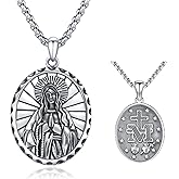 Adnix 925 Sterling Silver Patron Saint Amulet Pendant Necklace Religion Protection Jewelry for Men Women