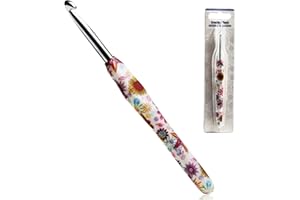 LOOEN 6mm Crochet Hook, Ergonomic Handle for Arthritic Hands, Soft Rubber Grip Extra Long Knitting Needles for Beginners and Knitting Crocheting Yarn (6mm)