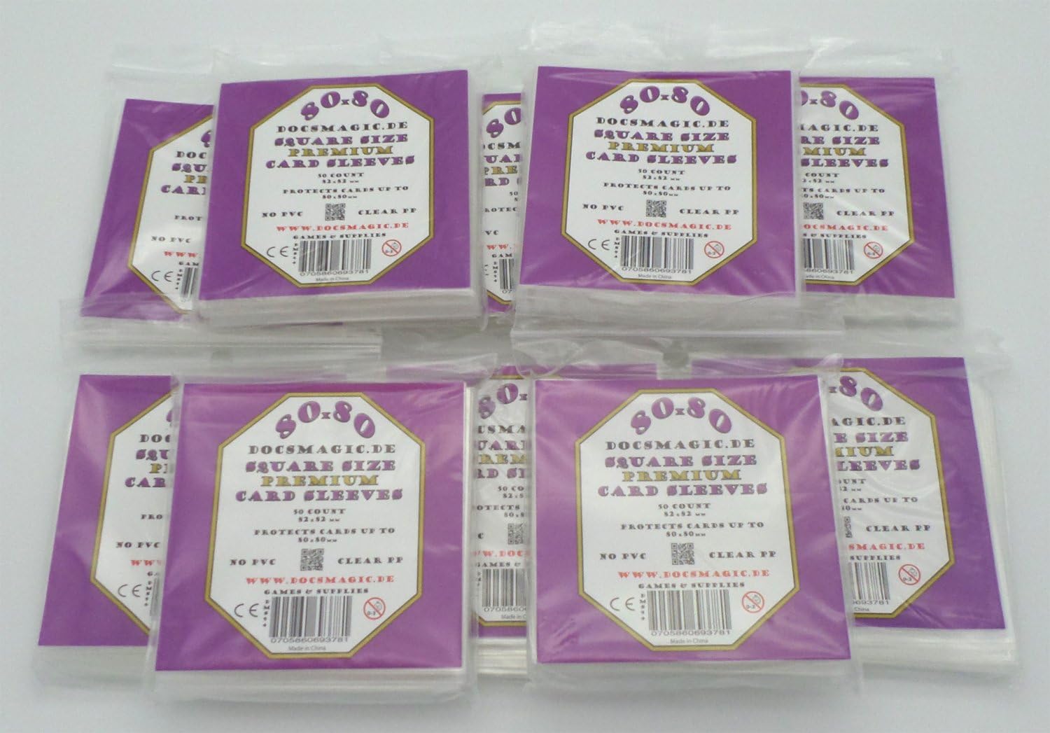 docsmagic.de 500 Premium Medium Square Board Game Sleeves - 80 x 80-82 x 82-10 Packs, 10 Packs Premium, Medium Square - 82 x 82 mm