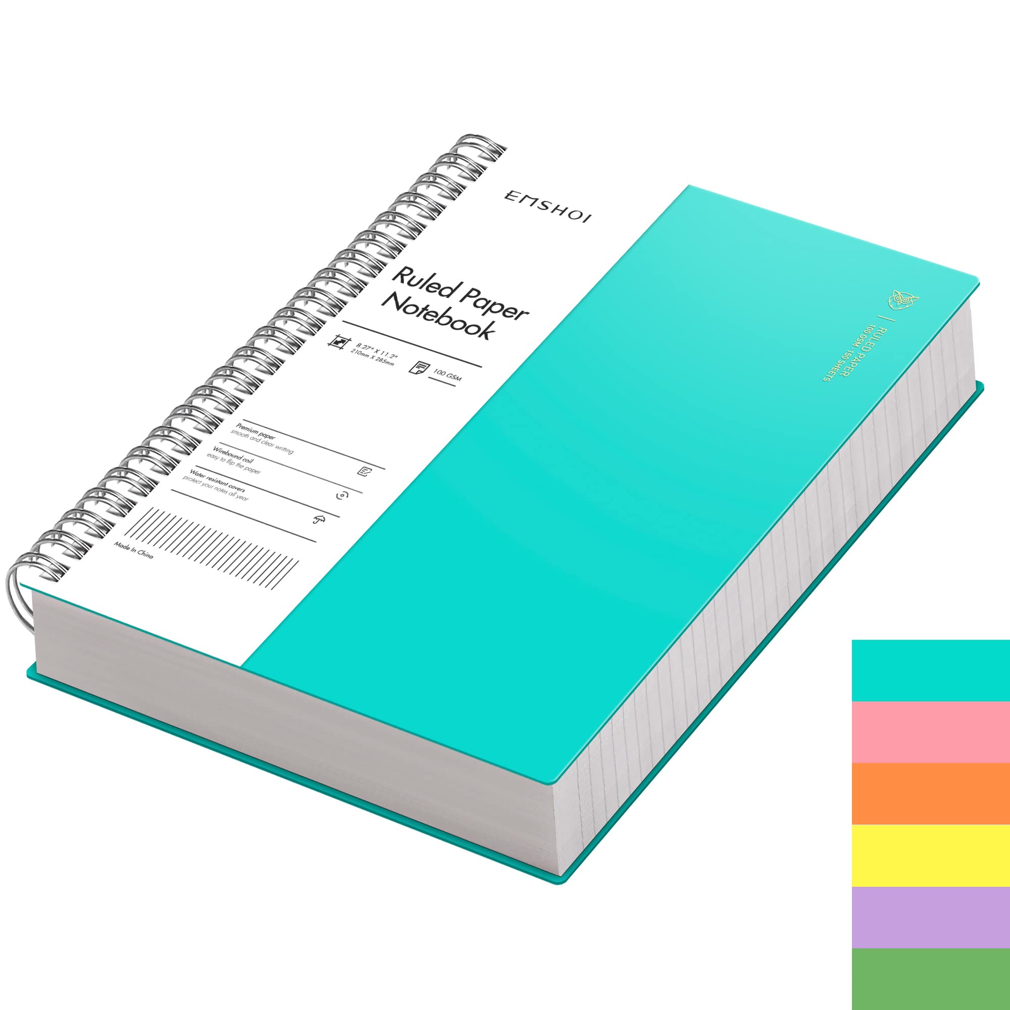 EMSHOI A4 Notebook Bullet Dotted Journal - 300 Pages Wirebound Spiral Notepad, 100gsm Dot Grid Paper, Waterproof Softcover, for Women Men Work Office School Writing, 21.5 x 27.9cm, LightBlue