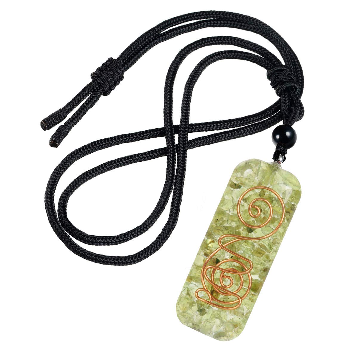 Nupuyai Peridot Spiral Healing Crystal Necklace for Women Men, Chakra Stone Pendant with Adjustable Cord 65cm