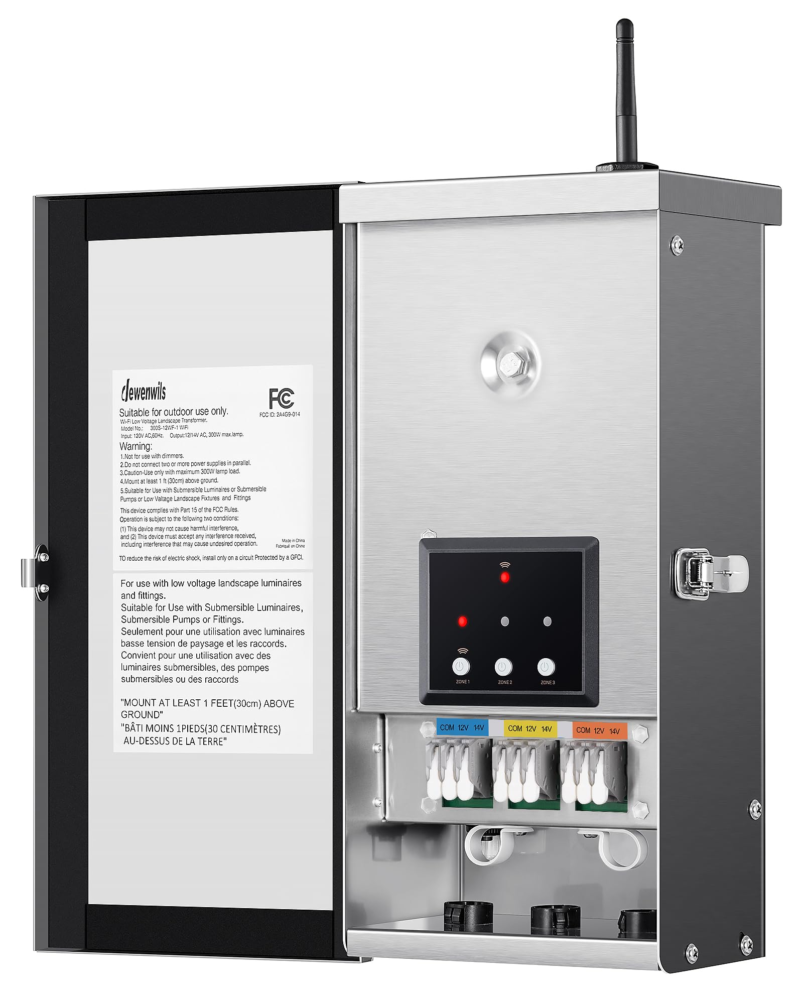 Photo 1 of DEWENWILS 300W Wi-Fi Low Voltage Landscape Transformer with 3 Zones, 2.4GHz Smart Low Voltage Transformer, 120V AC to 12V/14V AC, Landscape Lighting Transformer for Outdoor Lights, LED Lights