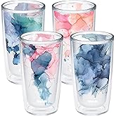 Tervis Made in USA Double Walled Inkreel - Crystal Nature Collection Insulated Tumbler Cup Keeps Drinks Cold & Hot, 16oz 4pk, Assorted