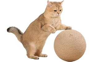 PETRADISE Cat Ball Cat Scratching Ball for Interactive Enrichment and Play, Cat Scratching BallHeavy Duty Hemp Rope Toy, Stimulate Natural Behaviors and Furniture Deterrent, Engaging Scen