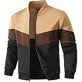 HYPESTFIT Mens Lightweight Jacket Casual Bomber Jacket Color Block Varsity Coat
