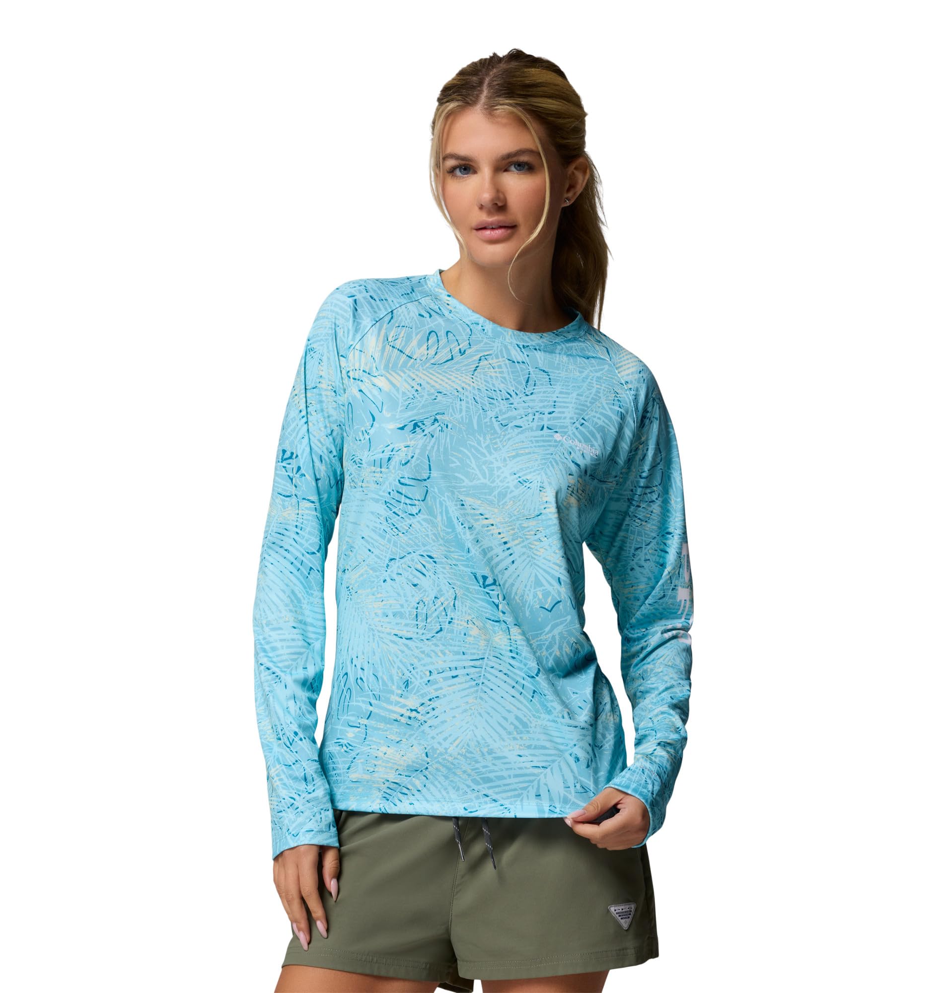Columbia Womens PFG Super Tidal Tee Long Sleeve Fishing Shirt, Vintage Blue Hooked Up, X-Large Image