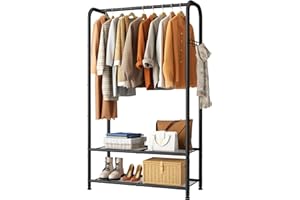 SINGAYE Clothing Racks For Hanging Clothes Rack Portable Closet Garment Coat Rack With Shelves Heavy Duty Hanger Stand Wardrobe Free Standing Closet