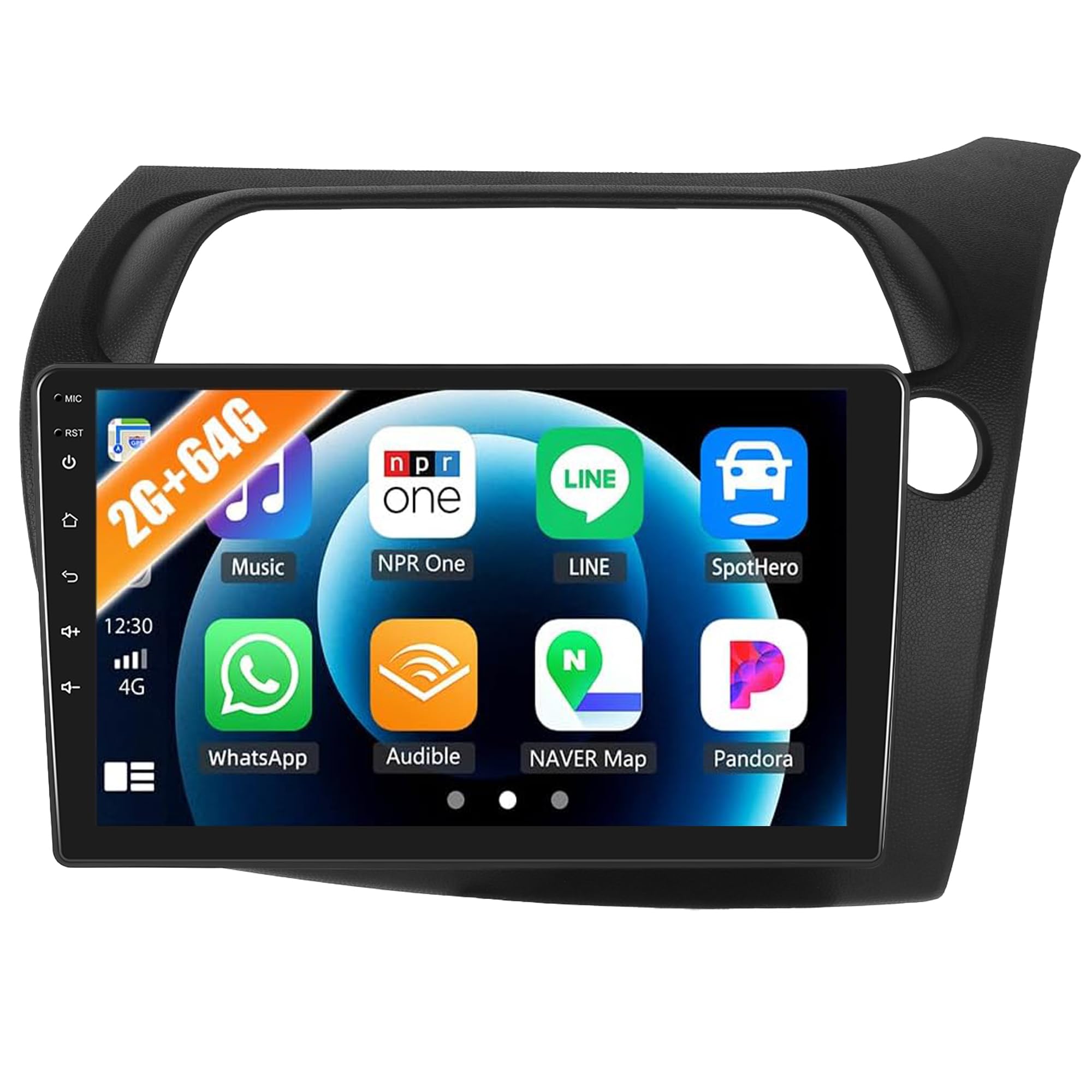 CAMECHO 2G+64G Android 13 GPS Car Radio for Honda Civic 2006-2010 Carplay Wireless Android Auto, 9 Inch 2 DIN Screen with Mirror Link WiFi