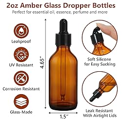 KEYWING 36Pack 2oz Dark Amber Dropper Bottles