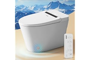 Luoware Smart Toilet with Bidet Built in, Luxury One Piece Elongated Bidet Toilet, Auto Open/Close/Flush, Foot Sensor Operation, Built-in Tank & Booster Pump, Heated Seat, Massage Wash, Night Light
