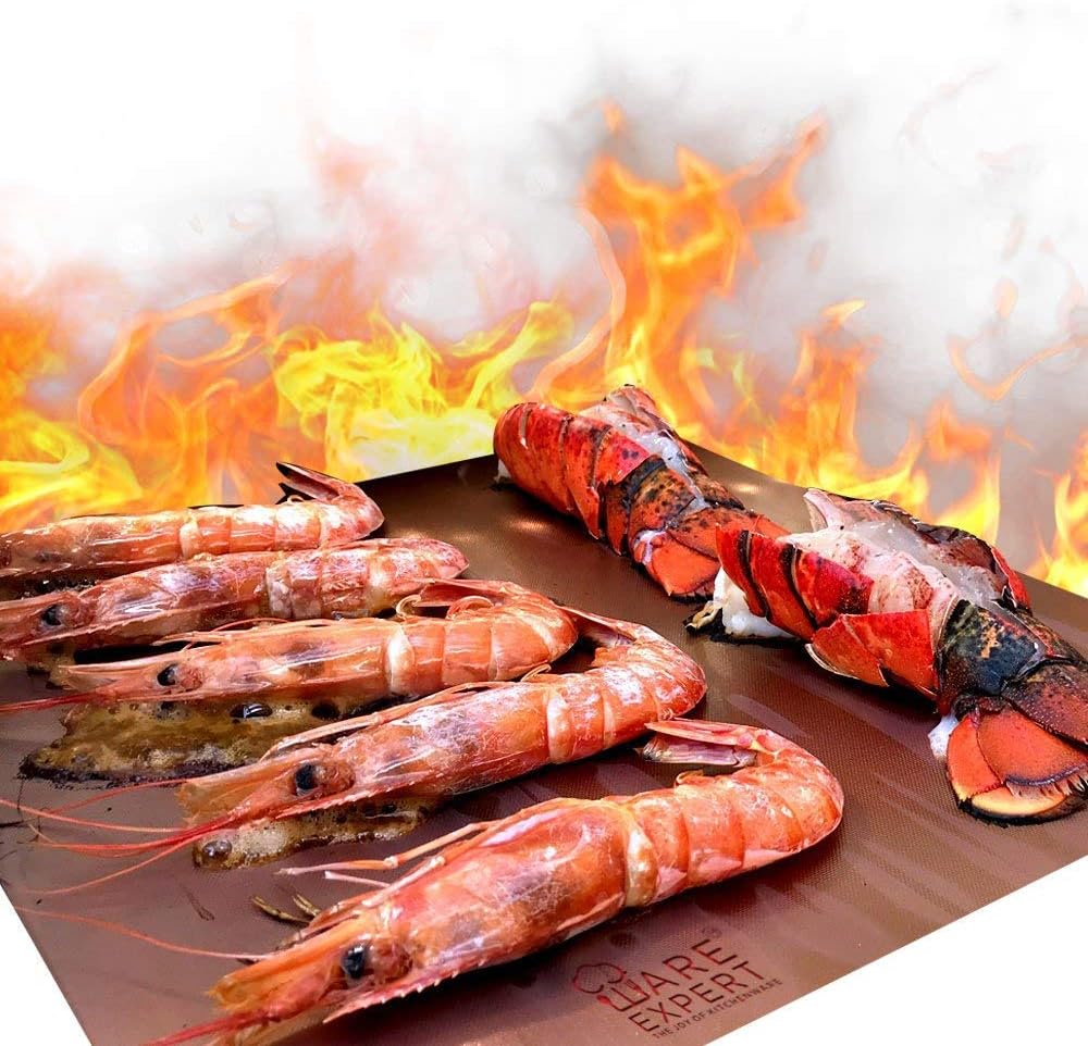 WareExpert Grill Mat | Set of 3 | Non-Stick Grilling Mats Copper Cookware & Bakeware | Reusable and Easy to Clean | PFOA Free | Perfect for gas, charcoal, infrared and electric grills