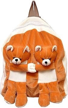 Pearl world Soft Plush Twins Bear Cartoon School Bag