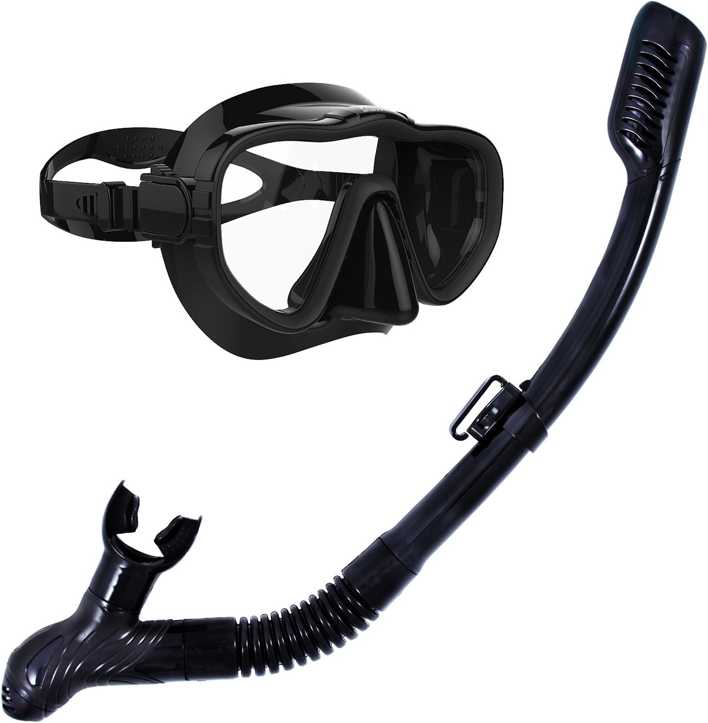 Kraken Aquatics Dry Snorkel and Mask Set with Comfortable Silicone for Snorkeling, Freediving and Scuba Diving