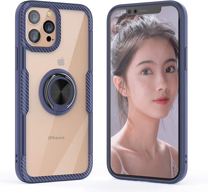 Watache For Iphone 12 Pro Max Case Crystal Clear Carbon Fiber Design Hybrid Protective Phone Case Cover With Ring Holder Kickstand Magnetic Car Mount Feature For Iphone 12 Pro Max Blue Black Amazon Co Uk Electronics