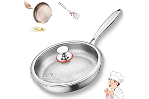 Titanium Frying Pan, Titanium Hammered Pan Pro with Lid, Titaniums Pots and Pans Non Stick, Titaniums Cookware Heats Quickly,