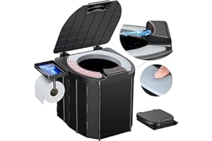 EIOEHTL Camping Toilet - Upgraded soft toilet seat with urine Splash Guard, Folding Toilet with Detachable Paper Holder, Portable toilet with a load capacity of 500 lbs, Portable Potty For Emergency Use