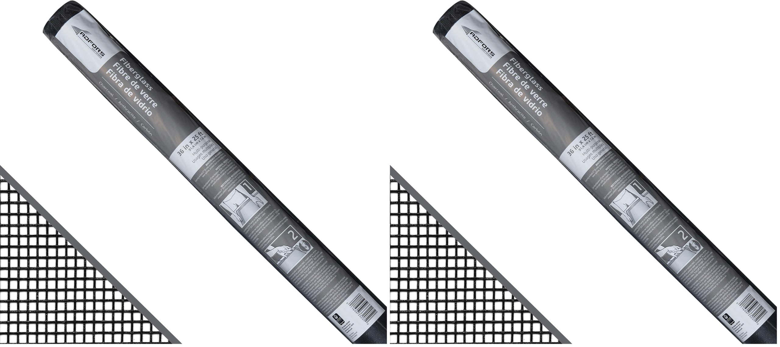 Saint-Gobain ADFORS Standard Screen, 36 Inches x 25 Feet Roll - Replacement Screen for Windows and Doors - Charcoal (Pack of 2) Image