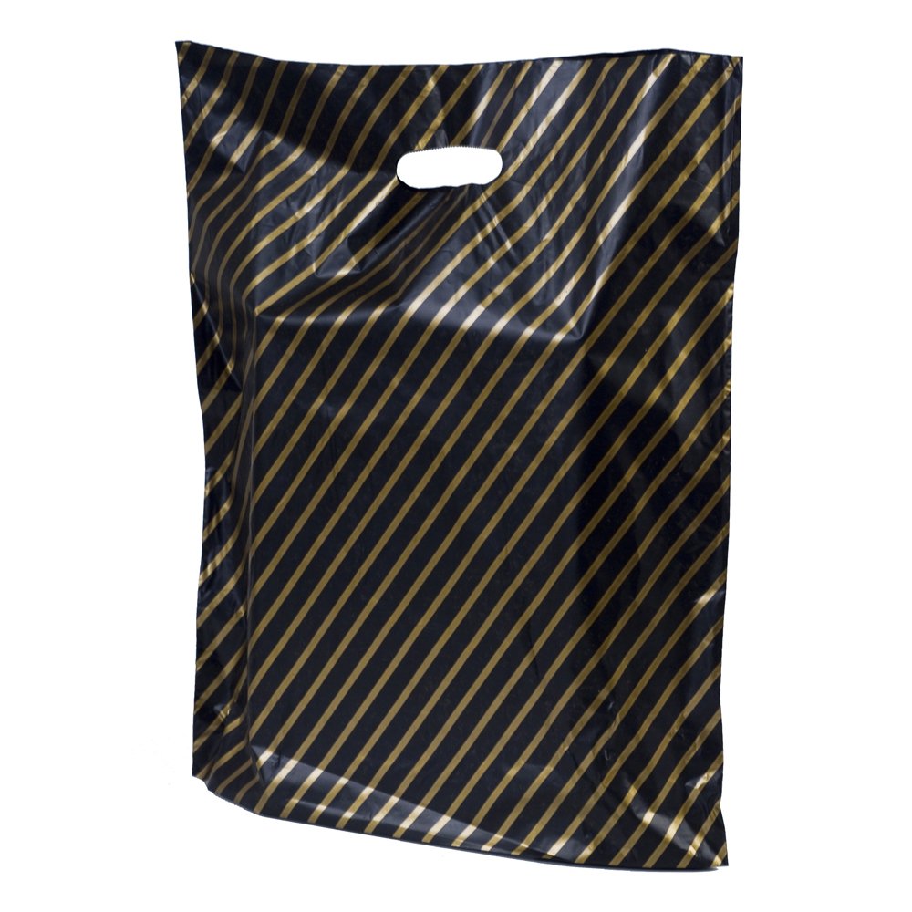 Carrier Bags 100 BLACK & GOLD 7" x 10" GIFT JEWELLERY 18cm x 25cm