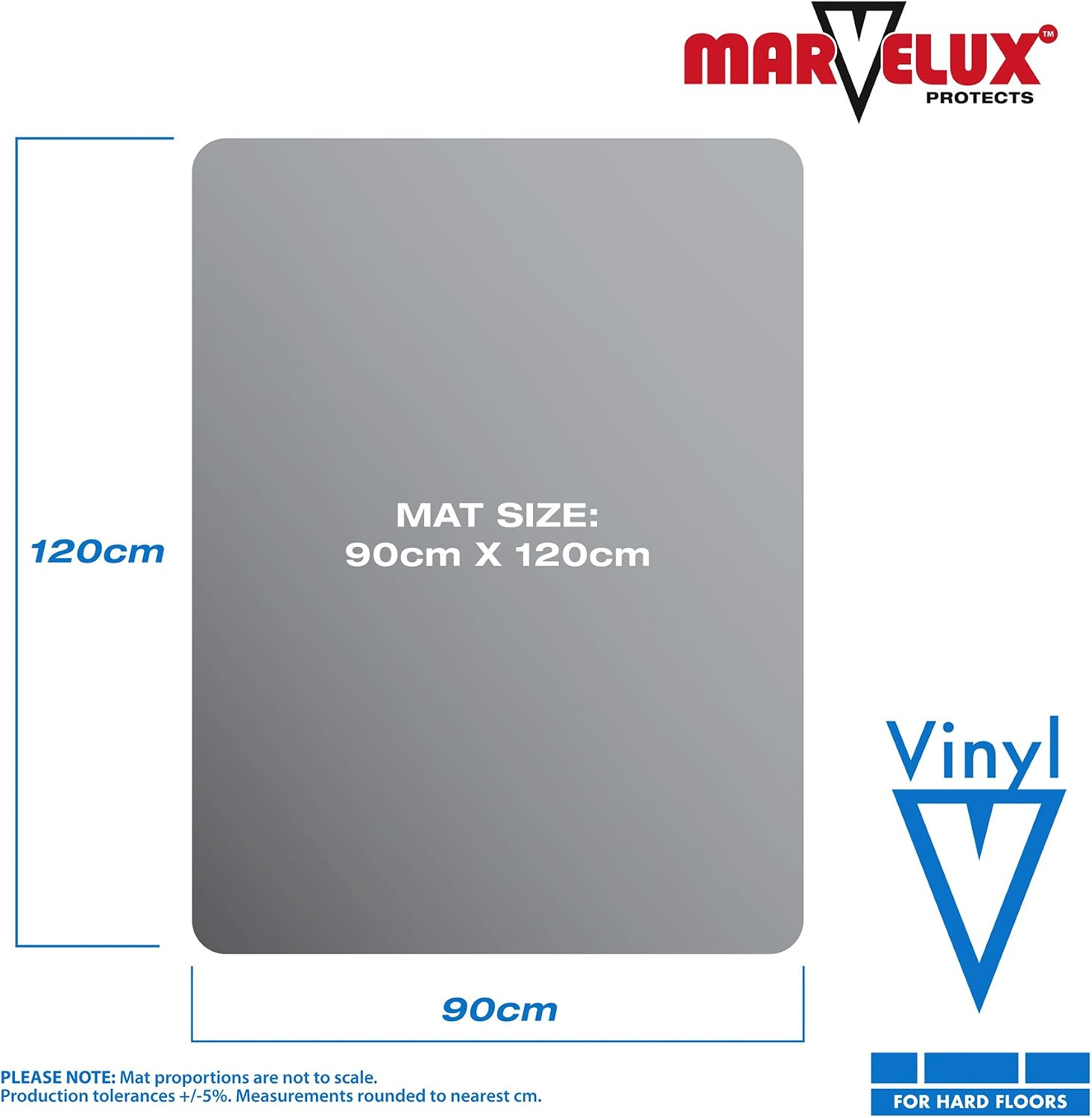 Marvelux 90 x 120cm PVC Office Chair Mat for Hard Floors Clear Floor Protector - Image 3