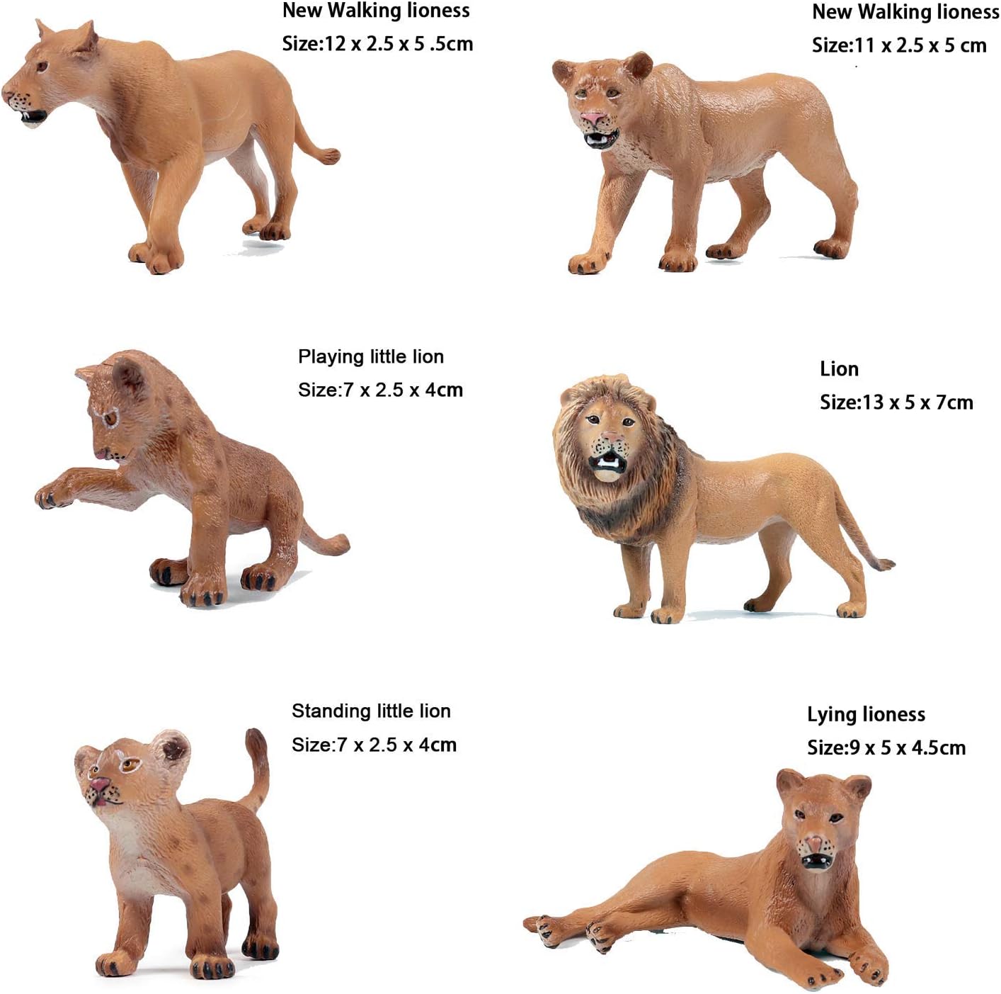 JOKFEICE Lion Toy 6pcs Realistic Wild Animal Figures, Plastic Jungle Animal Learning Educational Bath Toys - Image 3