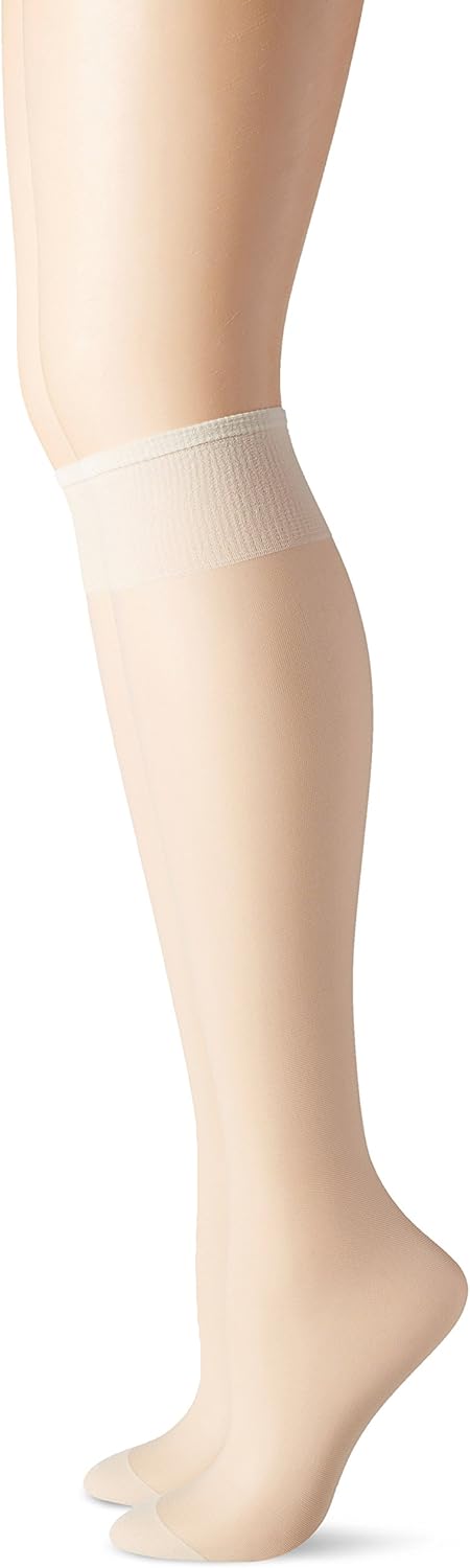 Hanes Hosiery Silk Reflections Silky Sheer Reinforce Toe Knee High 775 (Pearl/One Size) Pack of Two at  Women’s Clothing store: Pantyhose