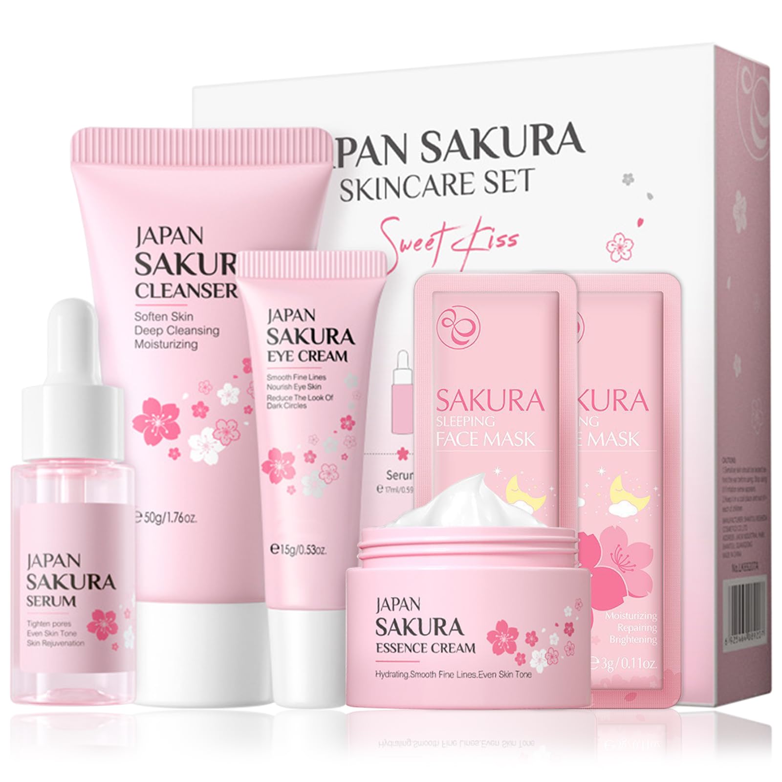 GROVL Skincare Set Skin Care for Teenage Girls Gift Sets Facial Care Kits with Cleanser Serum Eye Serum Essence Serum 2pcs Facial Mask Skin Essentials Travel Kit for All Skin Types (6PCS)