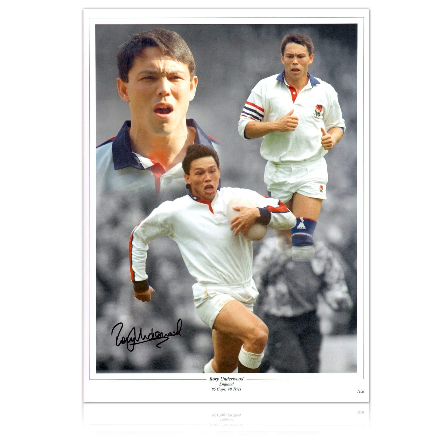 Exclusive Memorabilia Rory Underwood Signed England Rugby Photo