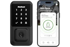Kwikset Halo Wi-Fi Smart Lock, Keyless Entry Front Door Touchscreen Deadbolt, Matte Black Finish, Grade AAA Certified, UL Listed, Easy Install No Hub, App Control