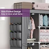 LOEFME Canvas Wardrobe 172x130x45cm, 4 Hanging Rails, Grey view 5