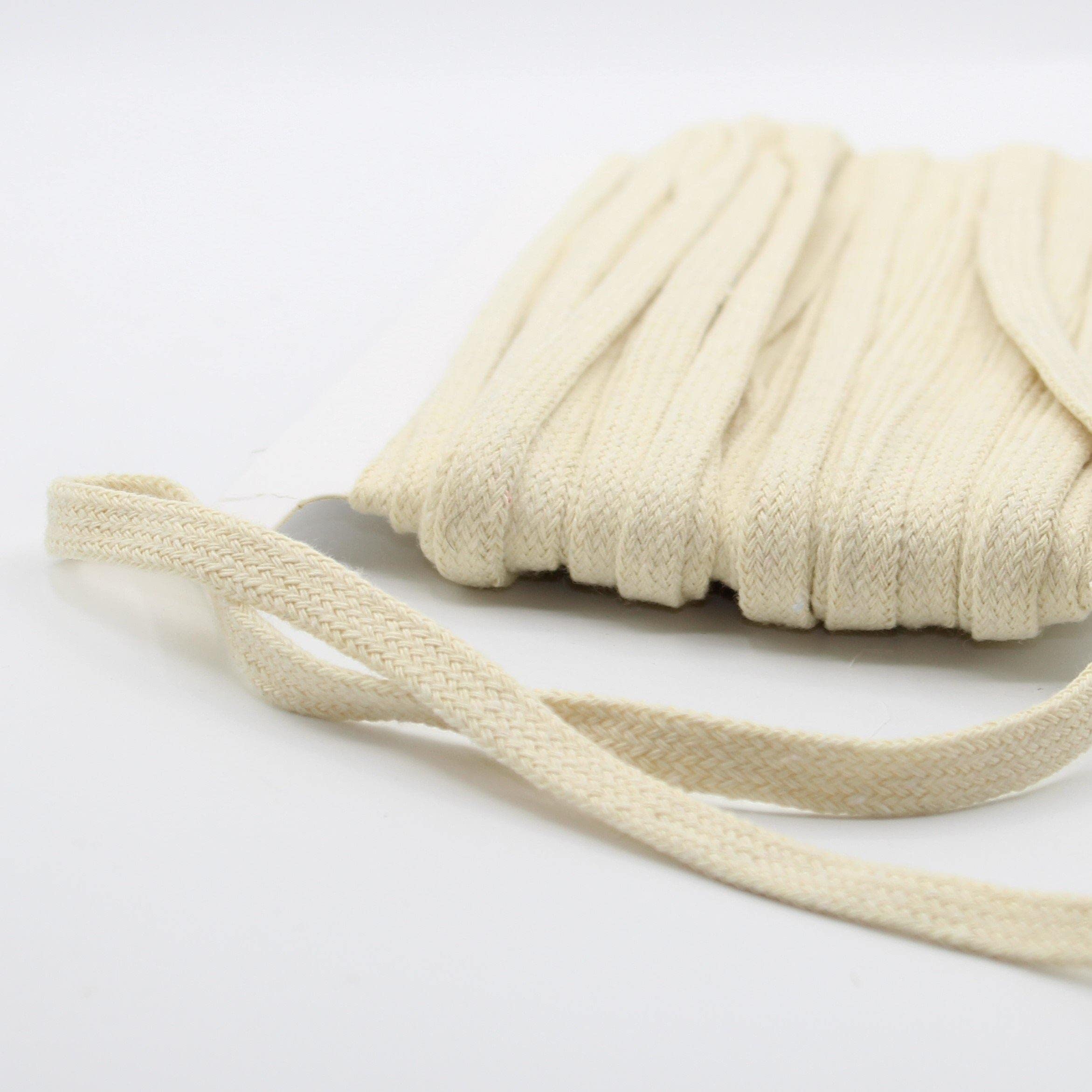 LEDUC 10 Colors 1cm 20m Flat Cotton Braided Rope for Sewing Sweatshirt Tracksuit Gray (F) — image 1