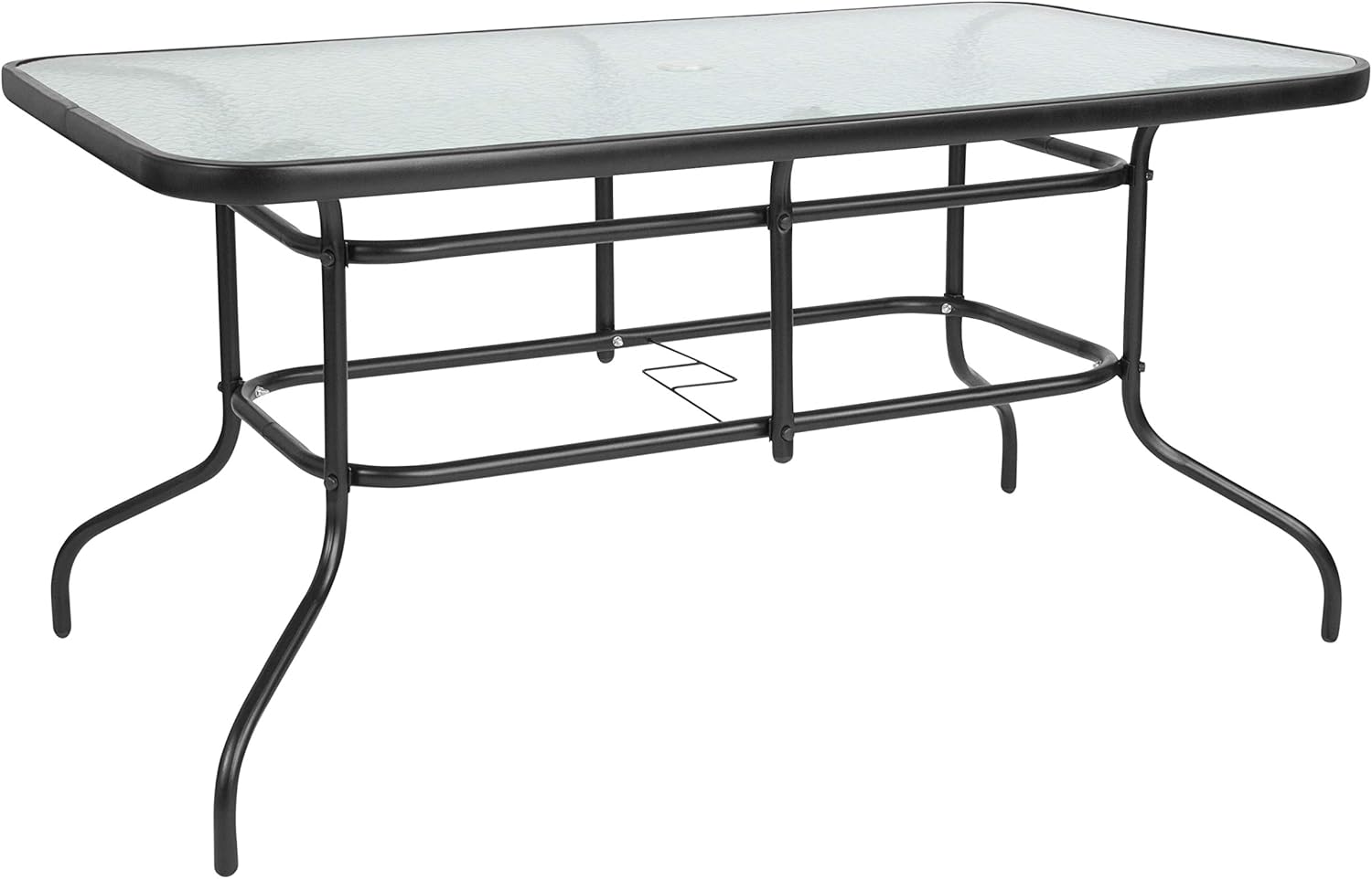 Flash Furniture 31.5" x 55" Rectangular Tempered Glass Metal Table : Garden & Outdoor