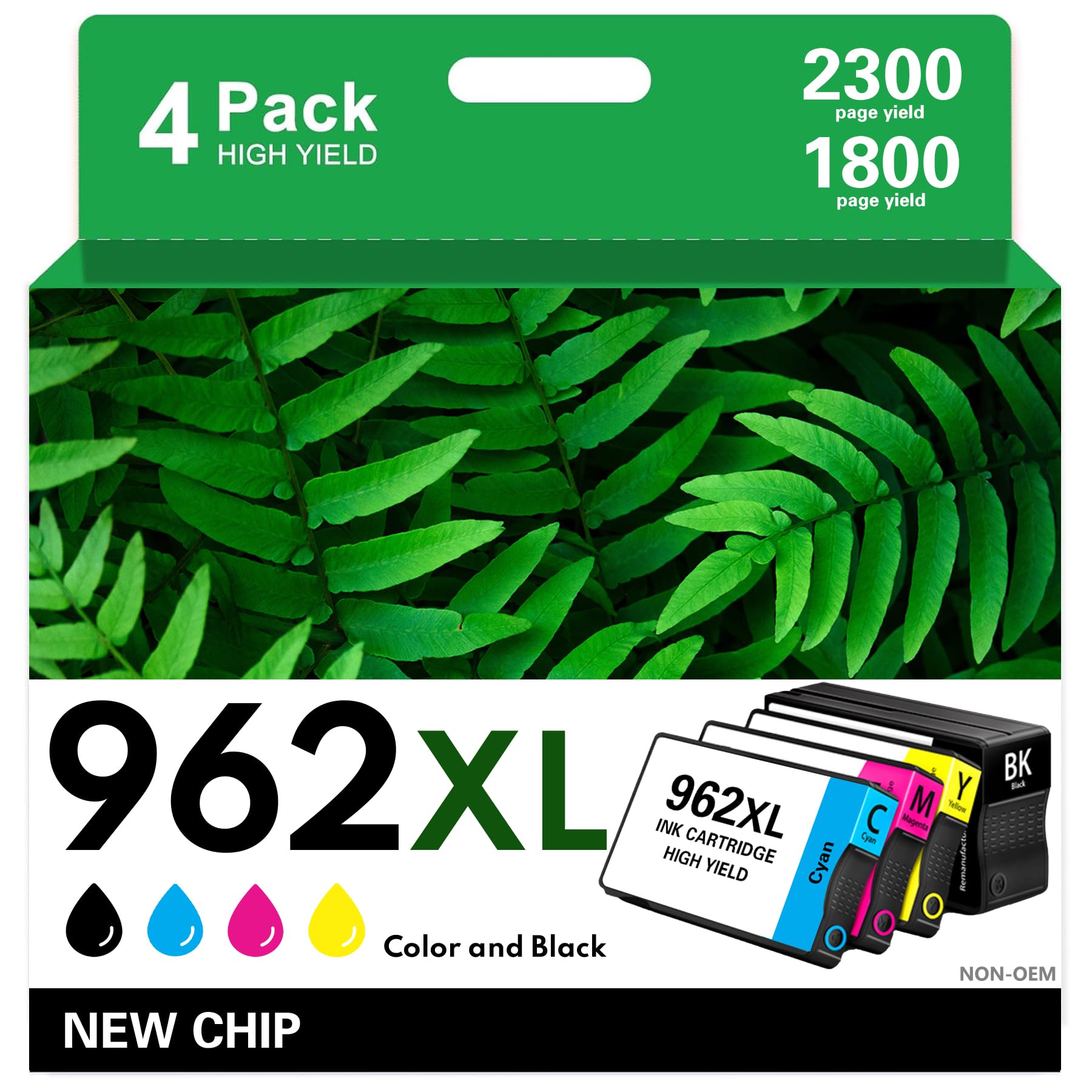 Photo 1 of ** NO YELLOW**
962XL Ink Cartridges Combo Pack Compatible for HP 962 XL HP962 HP962XL for HP OfficeJet Pro 9010 9015 9018 9020 9025 9014 9019 9028 9012 Printer Black Cyan Magenta Yellow(4 Pack)