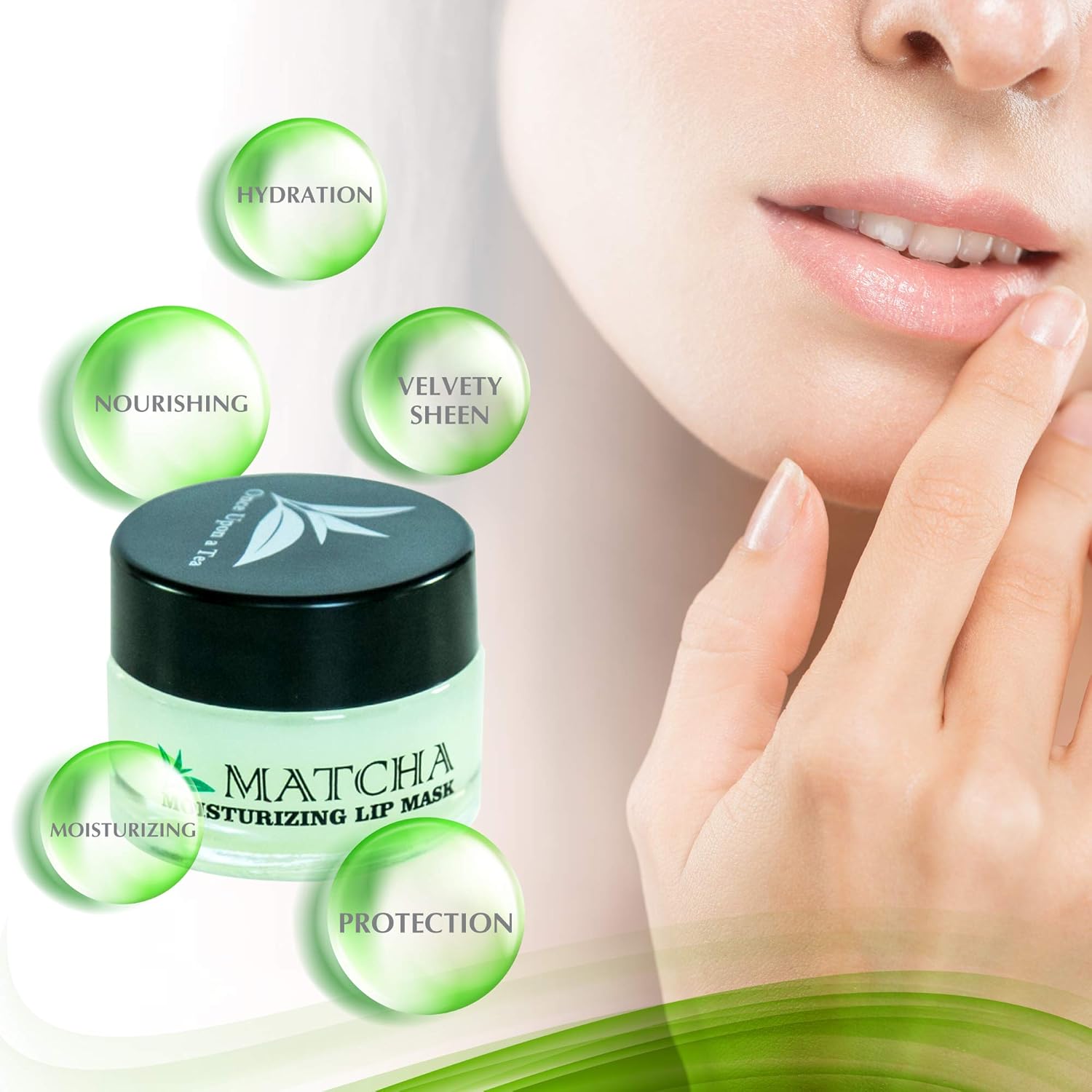 Moisturizing Green Tea Matcha Sleeping Lip Mask Balm, Younger Looking Lips Overnight, Best Solution For Chapped And Cracked Lips, Unique Lip Gloss Formula And Power Benefits Of Green Tea (Matcha) : Beauty